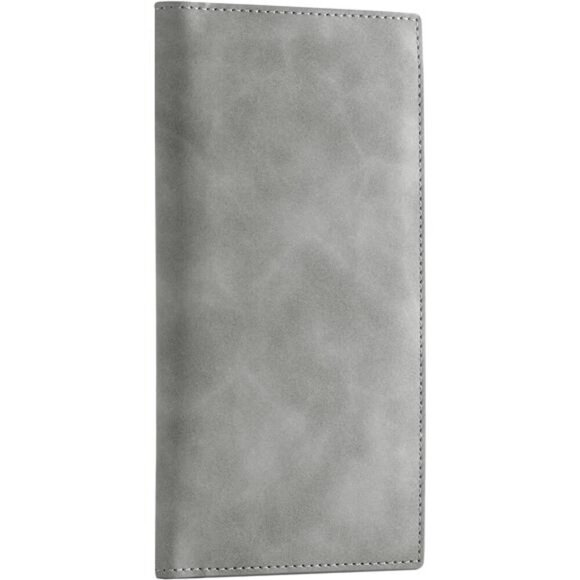 Premium Leather Checkbook Cover Gray - Picture 1 of 7